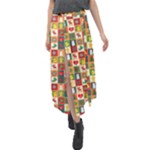Pattern-christmas-patterns Velour Split Maxi Skirt