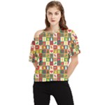 Pattern-christmas-patterns One Shoulder Cut Out T-Shirt