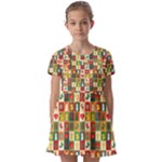 Pattern-christmas-patterns Kids  Short Sleeve Pinafore Style Dress
