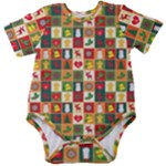 Pattern-christmas-patterns Baby Short Sleeve Bodysuit