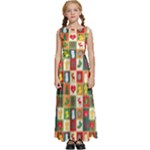 Pattern-christmas-patterns Kids  Satin Sleeveless Maxi Dress