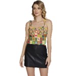 Pattern-christmas-patterns Flowy Camisole Tie Up Top