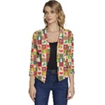 Pattern-christmas-patterns Women s Casual 3/4 Sleeve Spring Jacket