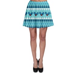 Blue Christmas Vintage Ethnic Seamless Pattern Skater Skirt by Amaryn4rt