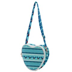Blue Christmas Vintage Ethnic Seamless Pattern Heart Shoulder Bag by Amaryn4rt