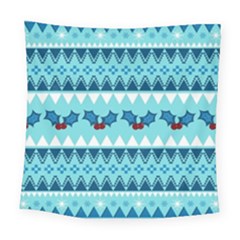 Blue Christmas Vintage Ethnic Seamless Pattern Square Tapestry (large) by Amaryn4rt