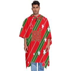 Christmas-paper-star-texture     - Men s Hooded Rain Ponchos by Amaryn4rt