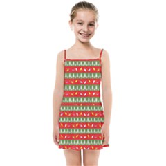 Christmas-papers-red-and-green Kids  Summer Sun Dress by Amaryn4rt