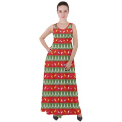 Christmas-papers-red-and-green Empire Waist Velour Maxi Dress by Amaryn4rt