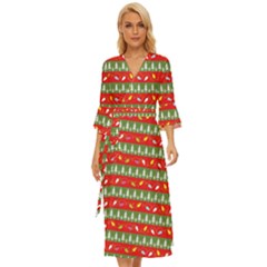 Christmas-papers-red-and-green Midsummer Wrap Dress