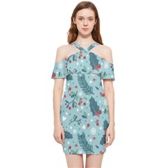 Seamless-pattern-with-berries-leaves Shoulder Frill Bodycon Summer Dress by Amaryn4rt