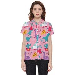 Colorful-funny-christmas-pattern Ho Ho Ho Short Sleeve Pocket Shirt by Amaryn4rt