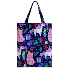 Colorful-funny-christmas-pattern Pig Animal Zipper Classic Tote Bag by Amaryn4rt