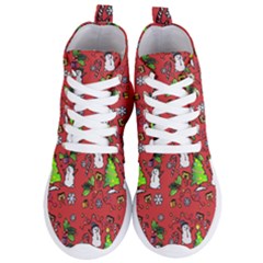 Santa Snowman Gift Holiday Christmas Cartoon Women s Lightweight High Top Sneakers by Amaryn4rt