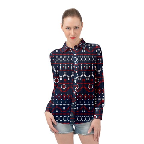 Christmas-concept-with-knitted-pattern Long Sleeve Chiffon Shirt by Amaryn4rt