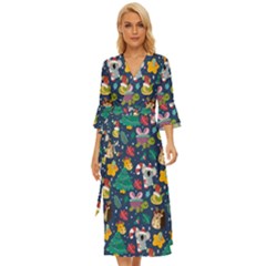 Colorful-funny-christmas-pattern  --- Midsummer Wrap Dress