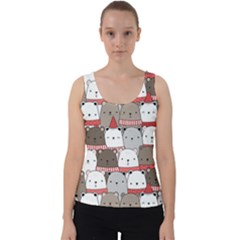 Cute Adorable Bear Merry Christmas Happy New Year Cartoon Doodle Seamless Pattern Velvet Tank Top by Amaryn4rt