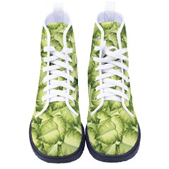 Seamless-pattern-with-green-leaves Men s High-top Canvas Sneakers