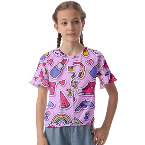 Fashion-patch-set Kids  Cuff Sleeve Scrunch Bottom T-shirt by Amaryn4rt