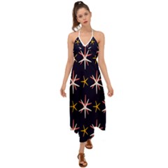 Sea-stars-pattern-sea-texture Halter Tie Back Dress  by Amaryn4rt