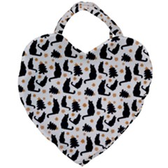 Black-cat-star-christmas-tree Giant Heart Shaped Tote by Amaryn4rt