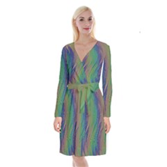 Texture-abstract-background Long Sleeve Velvet Front Wrap Dress by Amaryn4rt