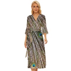 Peacock-feathers-pattern-colorful Midsummer Wrap Dress