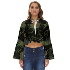 Military-camouflage-design Boho Long Bell Sleeve Top