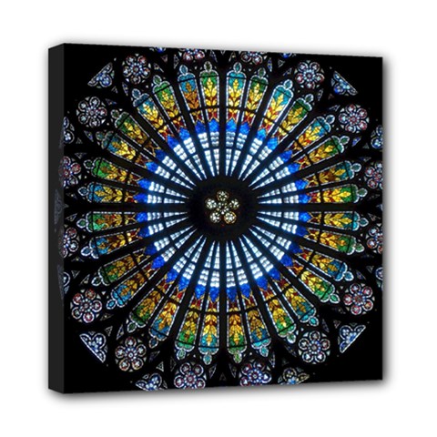 Mandala Floral Wallpaper Rose Window Strasbourg Cathedral France Mini Canvas 8  X 8  (stretched) by Sarkoni