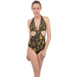 Christmas Background Halter Front Plunge Swimsuit