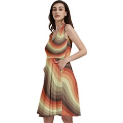 Twirl Swirl Waves Pattern Sleeveless V-neck Skater Dress With Pockets by Pakjumat
