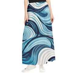 Pattern Ocean Waves Arctic Ocean Blue Nature Sea Maxi Chiffon Skirt by Pakjumat