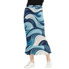 Pattern Ocean Waves Arctic Ocean Blue Nature Sea Maxi Fishtail Chiffon Skirt by Pakjumat