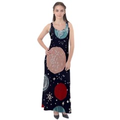 Space Galaxy Pattern Sleeveless Velour Maxi Dress by Pakjumat