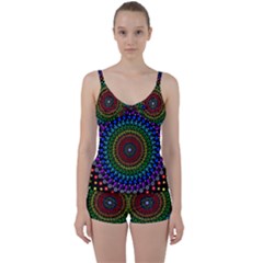 3d Psychedelic Shape Circle Dots Color Tie Front Two Piece Tankini