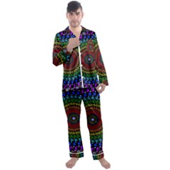 3d Psychedelic Shape Circle Dots Color Men s Long Sleeve Satin Pajamas Set by Modalart
