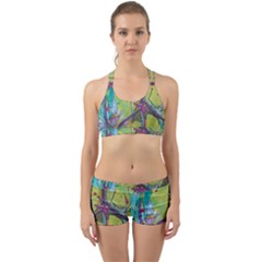 Green Peace Sign Psychedelic Trippy Back Web Gym Set by Modalart