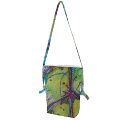 Green Peace Sign Psychedelic Trippy Folding Shoulder Bag by Modalart