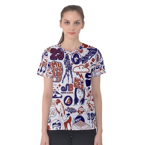 Artistic Psychedelic Doodle Women s Cotton T-shirt by Modalart