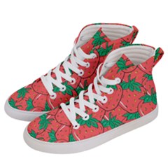 Texture Sweet Strawberry Dessert Food Summer Pattern Men s Hi-top Skate Sneakers by Sarkoni