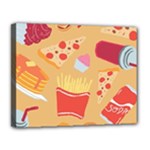 Fast Junk Food  Pizza Burger Cool Soda Pattern Canvas 14  x 11  (Stretched)