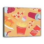Fast Junk Food  Pizza Burger Cool Soda Pattern Canvas 16  x 12  (Stretched)