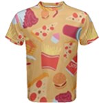 Fast Junk Food  Pizza Burger Cool Soda Pattern Men s Cotton T-Shirt