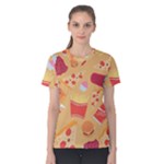 Fast Junk Food  Pizza Burger Cool Soda Pattern Women s Cotton T-Shirt
