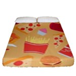 Fast Junk Food  Pizza Burger Cool Soda Pattern Fitted Sheet (Queen Size)