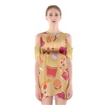 Fast Junk Food  Pizza Burger Cool Soda Pattern Shoulder Cutout One Piece Dress