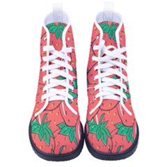 Texture Sweet Strawberry Dessert Food Summer Pattern Men s High-top Canvas Sneakers by Sarkoni