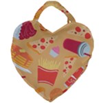 Fast Junk Food  Pizza Burger Cool Soda Pattern Giant Heart Shaped Tote