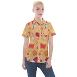 Fast Junk Food  Pizza Burger Cool Soda Pattern Women s Short Sleeve Pocket Shirt