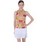 Fast Junk Food  Pizza Burger Cool Soda Pattern Women s Sleeveless Polo T-Shirt